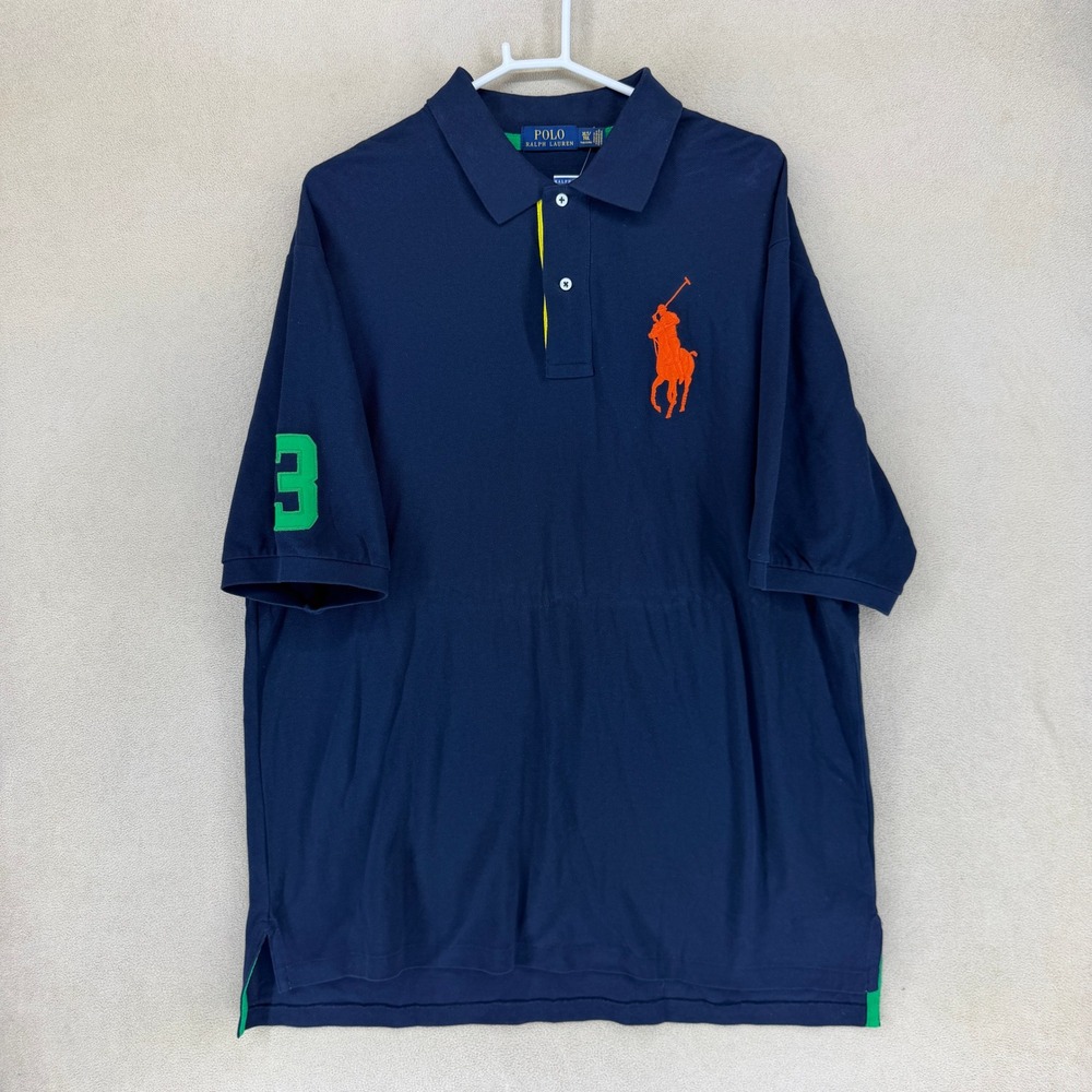 Ralph Lauren Polo Shirt Mens XLT Tall Navy Big Pony Logo Number 3